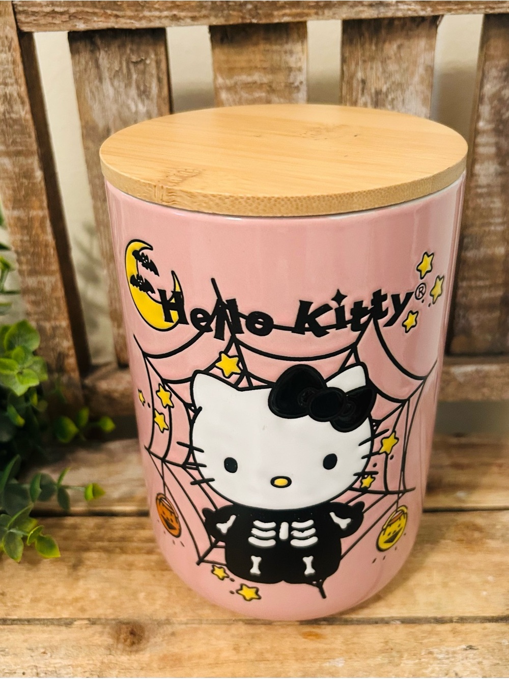 Sanrio Hello Kitty Halloween Spooky Skeleton Web Ceramic Canister